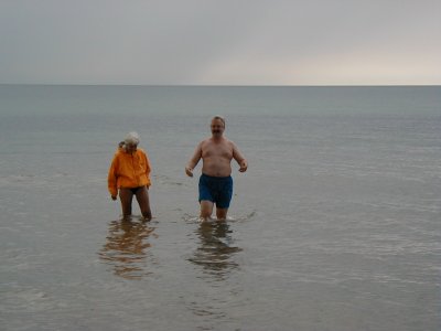 Grandma went into the water